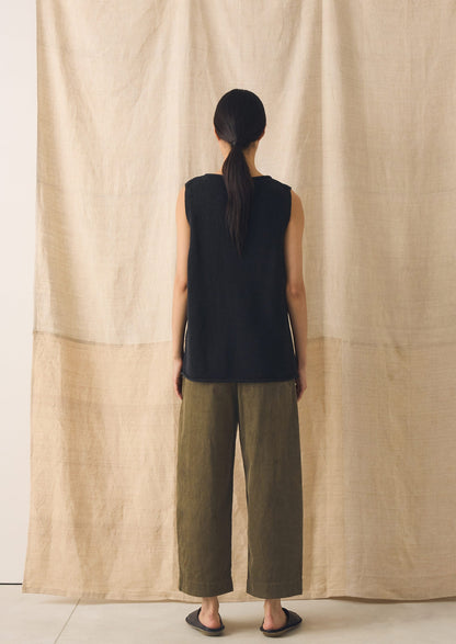 Linen Cotton Knitted Tank | Slate