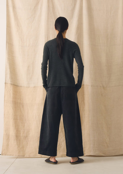 Wool Cashmere Neat Cardigan | Charcoal