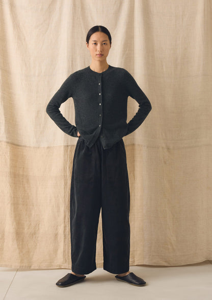 Wool Cashmere Neat Cardigan | Charcoal