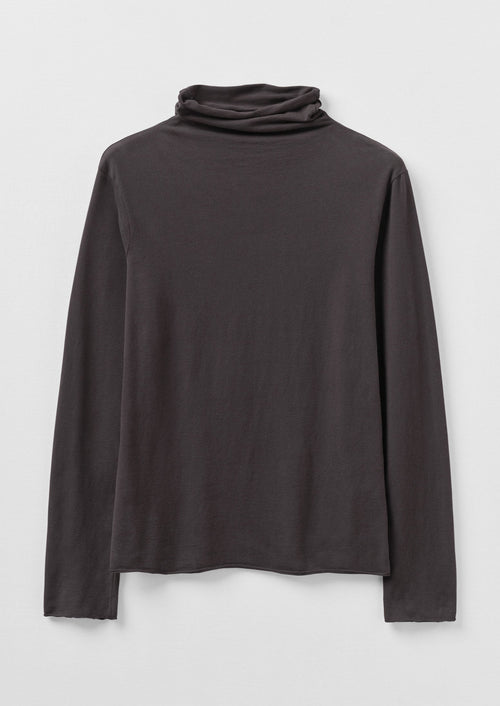 High Neck Soft Cotton Tee | Charcoal