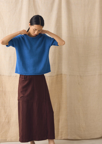 Knitted Cotton Linen Tee | Bluebird