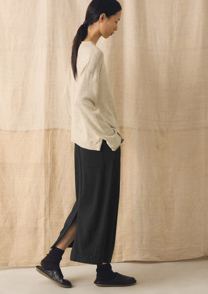 Linen Cotton Fine Knit Sweater | Parchment