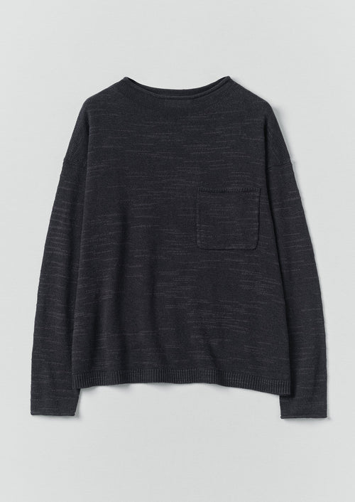Linen Cotton Fine Knit Sweater | Dark Navy