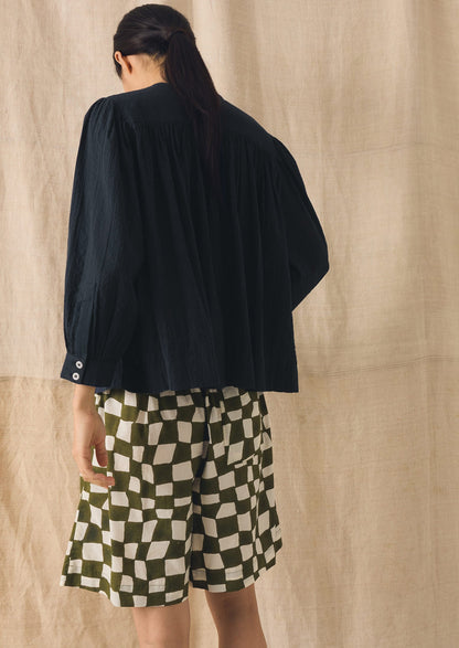 Lightweight Cotton Seersucker Shirt | Navy