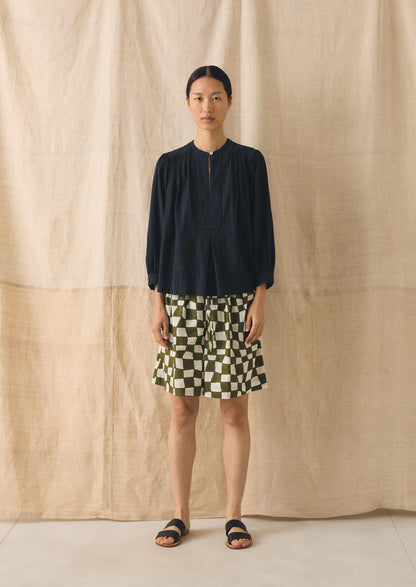 Lightweight Cotton Seersucker Shirt | Navy