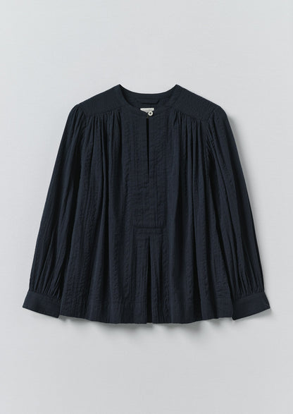 Lightweight Cotton Seersucker Shirt | Navy