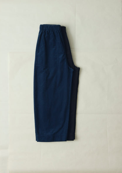 Organic Cord Barrel Leg Trousers | Denim Blue