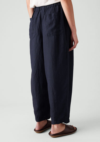Minako Garment Dyed Linen Trousers | Midnight