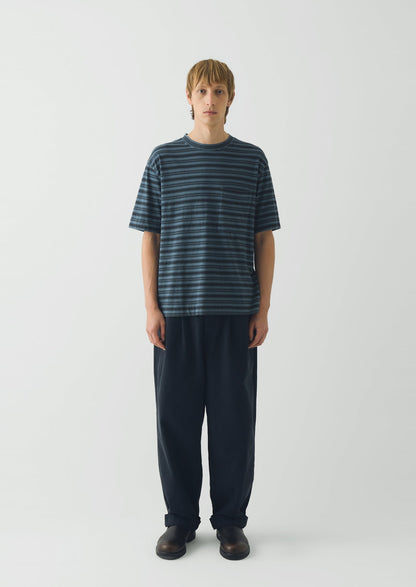 Overdyed Stripe Organic Cotton Tee | Blue Graphite/Mazarine Blue