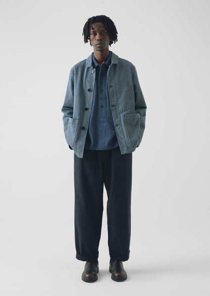 Hickory Stripe Denim Chore Jacket | Ecru/Indigo
