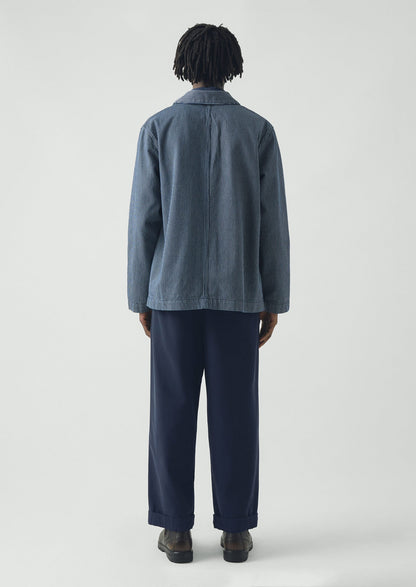 Hickory Stripe Denim Chore Jacket | Ecru/Indigo