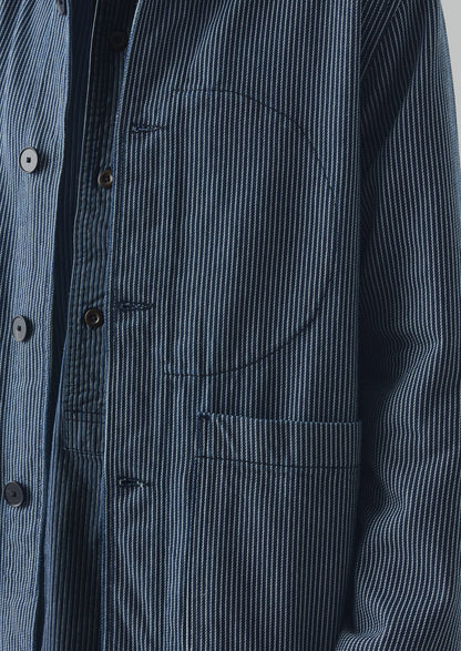 Hickory Stripe Denim Chore Jacket | Ecru/Indigo