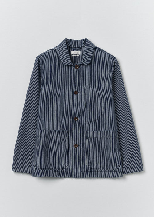 Hickory Stripe Denim Chore Jacket | Ecru/Indigo