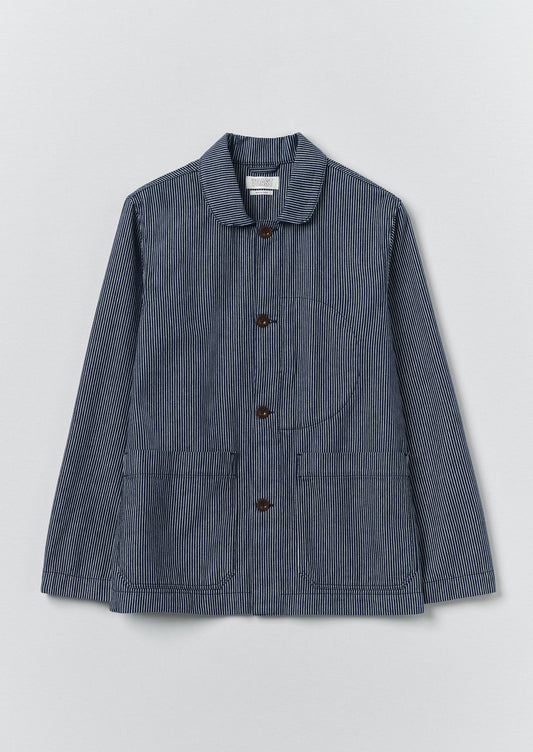 Hickory Stripe Denim Chore Jacket | Ecru/Indigo