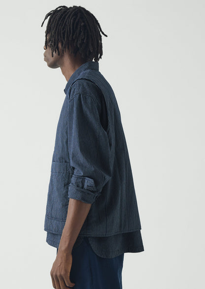 Railroad Stripe Padded Gilet | Denim Blue