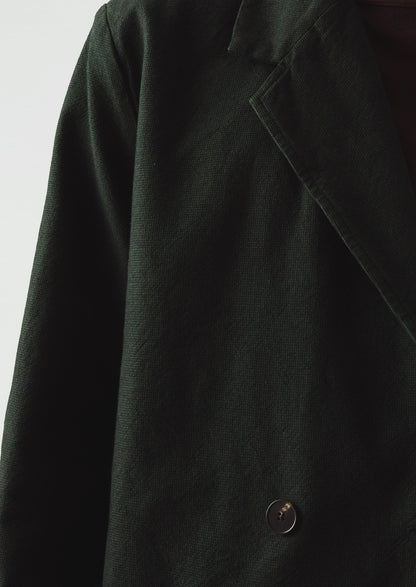 Overdyed Micro Houndstooth Cotton Blazer | Oil Green