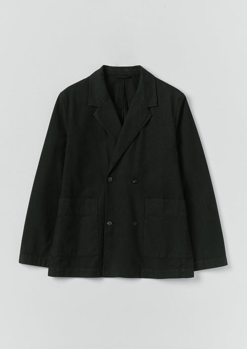 Overdyed Micro Houndstooth Cotton Blazer | Oil Green