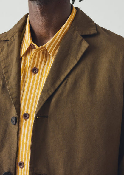 High Break Cotton Linen Blazer | Bronze Green