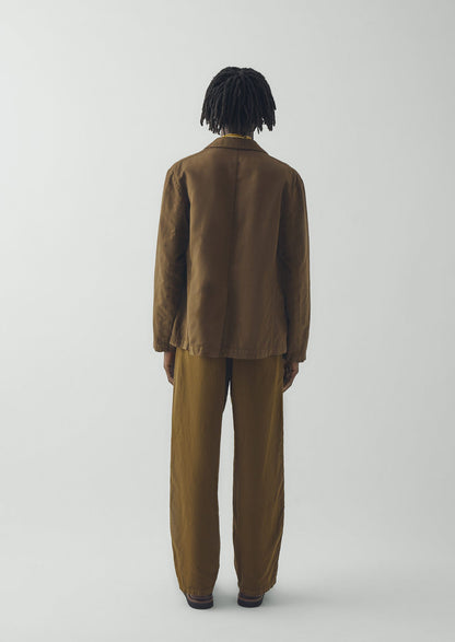 High Break Cotton Linen Blazer | Bronze Green