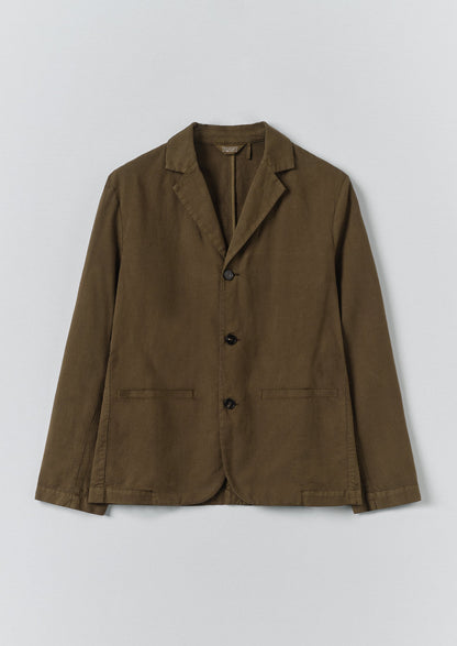 High Break Cotton Linen Blazer | Bronze Green