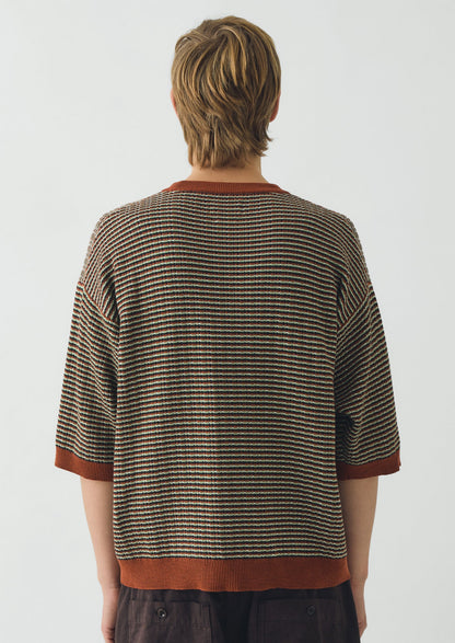 Knitted Cotton Tee | Green Multi