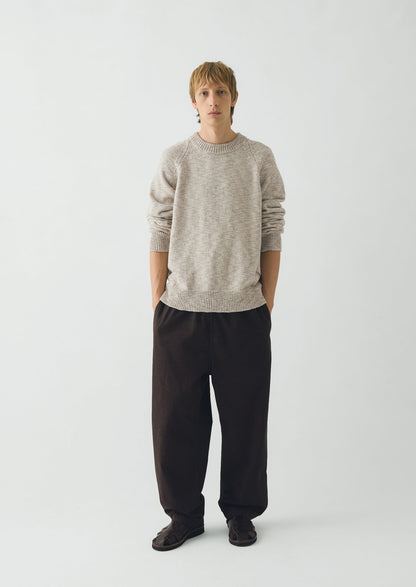 Linen Cotton Crew Neck Sweater | Natural