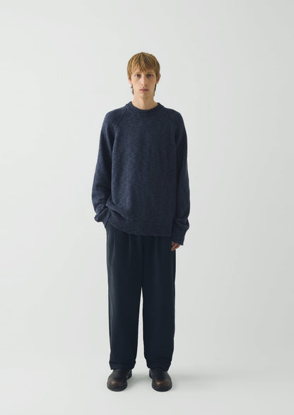 Linen Cotton Crew Neck Sweater | Denim Blue