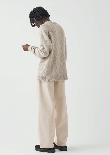 Linen Cotton Crew Neck Sweater | Natural