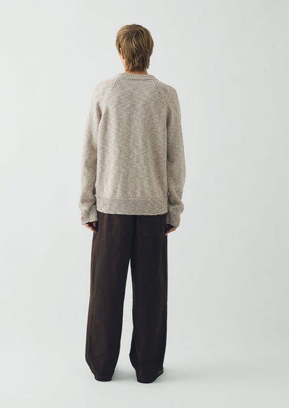 Linen Cotton Crew Neck Sweater | Natural