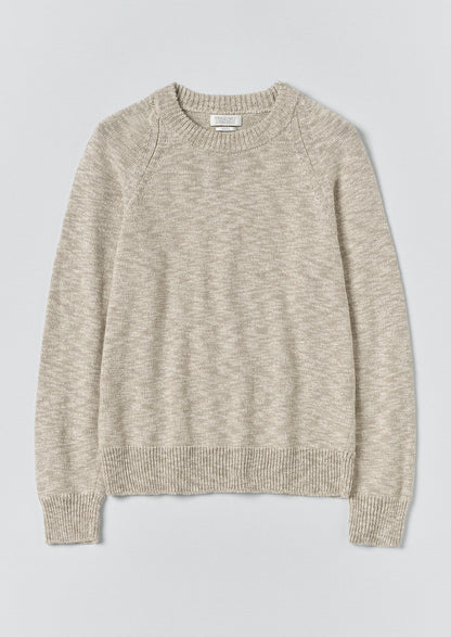 Linen Cotton Crew Neck Sweater | Natural