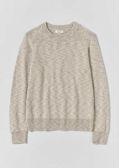Linen Cotton Crew Neck Sweater | Natural