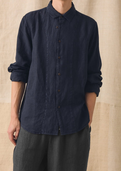 Loop Button Linen Shirt | Slate