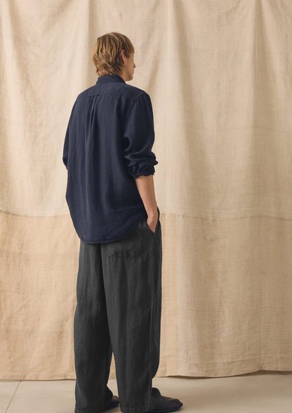 Loop Button Linen Shirt | Slate
