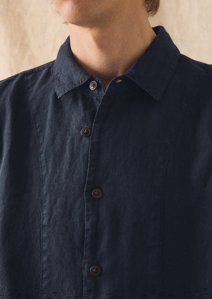 Loop Button Linen Shirt | Slate