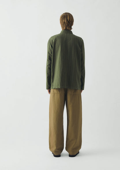 Jude Wide Leg Cotton Twill Trousers | Olive Leaf