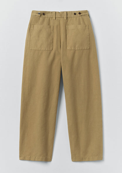 Jude Wide Leg Cotton Twill Trousers | Olive Leaf
