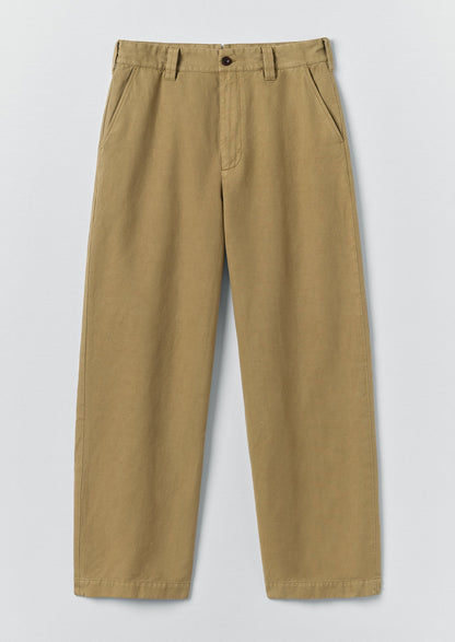 Jude Wide Leg Cotton Twill Trousers | Olive Leaf