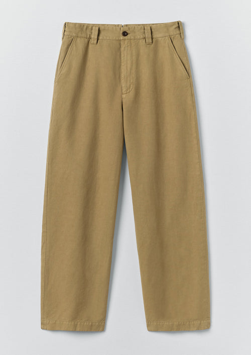Jude Wide Leg Cotton Twill Trousers | Olive Leaf