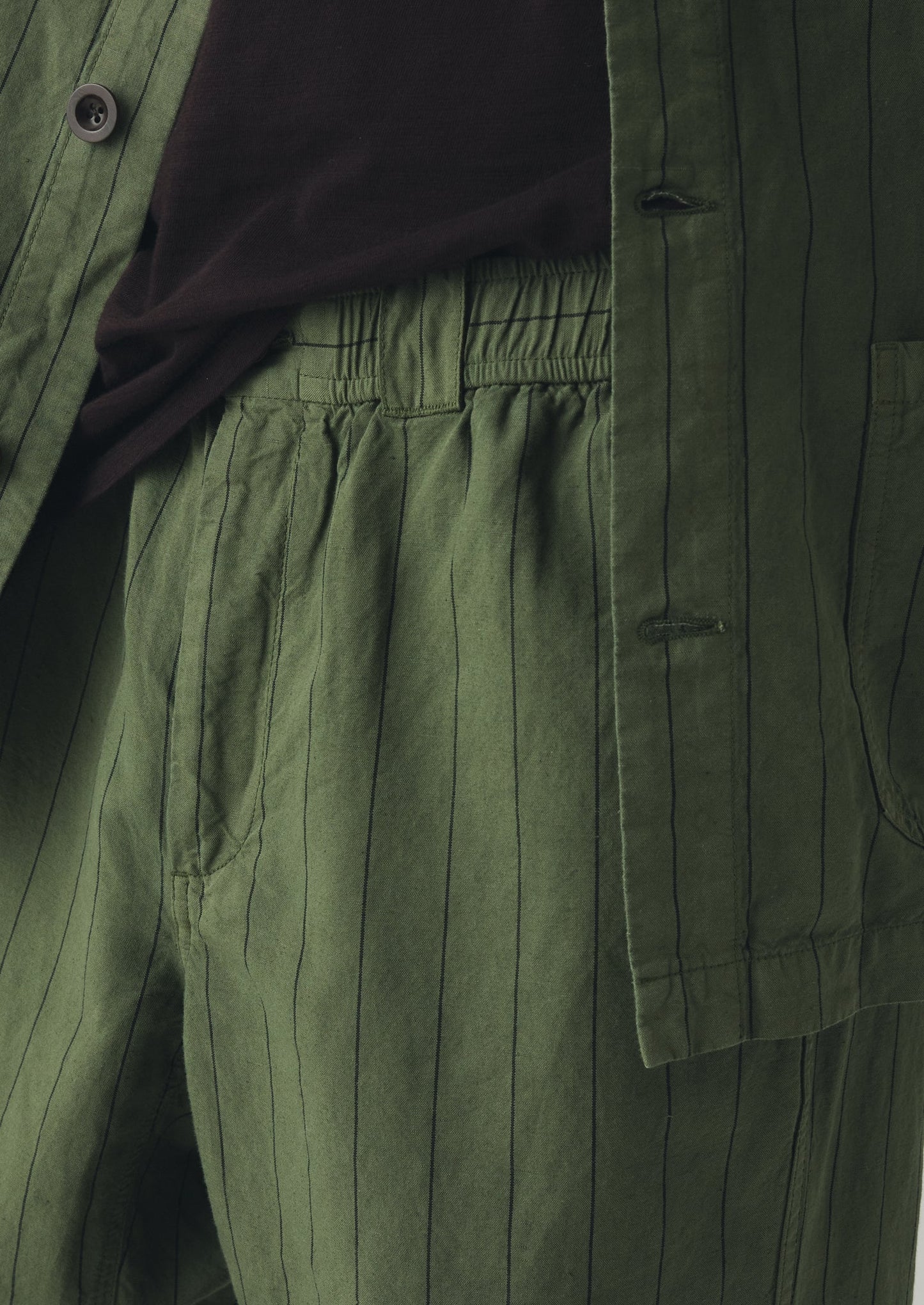 Overdyed Stripe Elasticated Cotton Linen Trousers | Basil