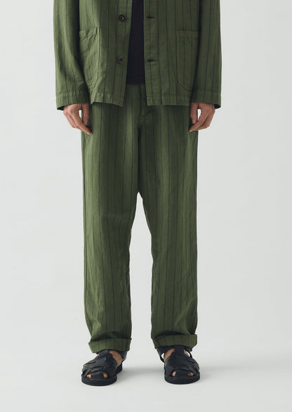 Overdyed Stripe Elasticated Cotton Linen Trousers | Basil