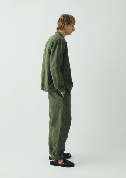 Overdyed Stripe Elasticated Cotton Linen Trousers | Basil