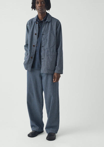 Jude Stripe Wide Leg Denim Trousers | Ecru/Indigo