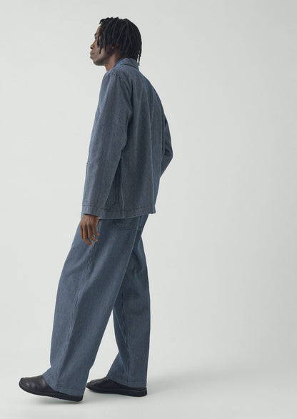 Jude Stripe Wide Leg Denim Trousers | Ecru/Indigo
