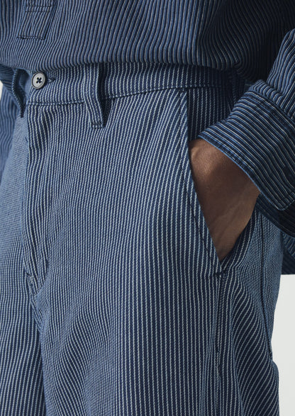 Jude Stripe Wide Leg Denim Trousers | Ecru/Indigo