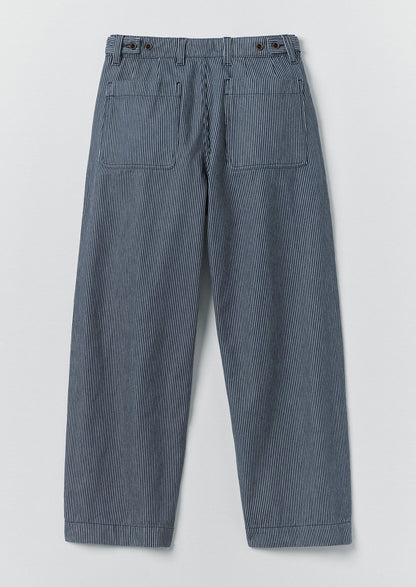 Jude Stripe Wide Leg Denim Trousers | Ecru/Indigo