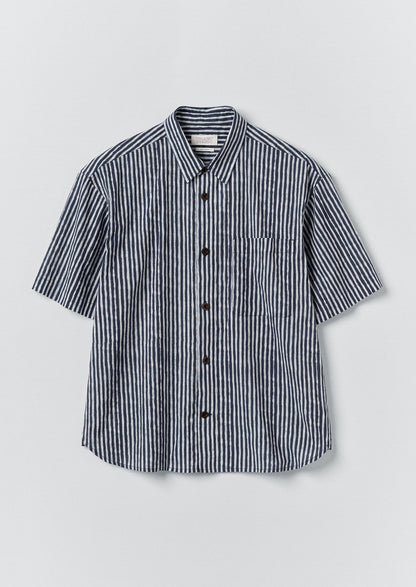 Natural Dye Stripe Cotton Shirt | Indigo