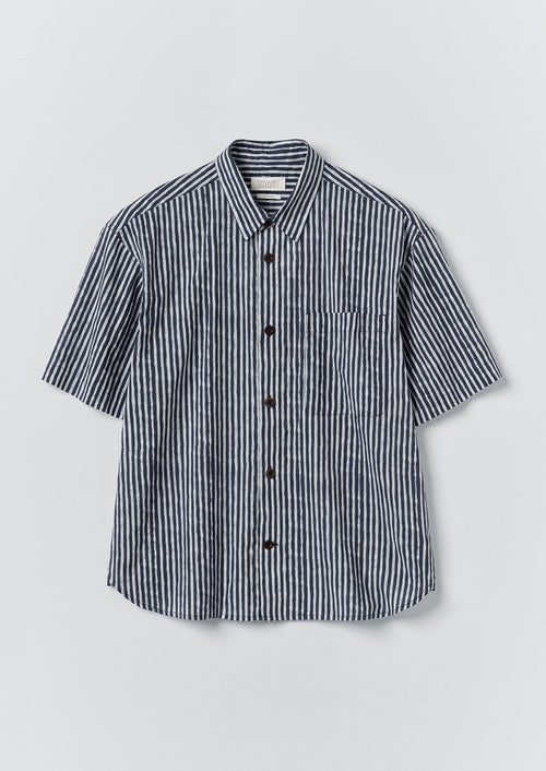 Natural Dye Stripe Cotton Shirt | Indigo