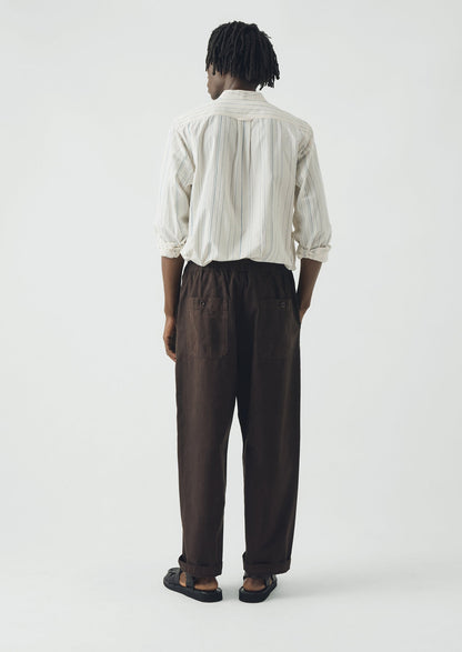 Jasper Irregular Stripe Cotton Shirt | Ecru/Cobalt