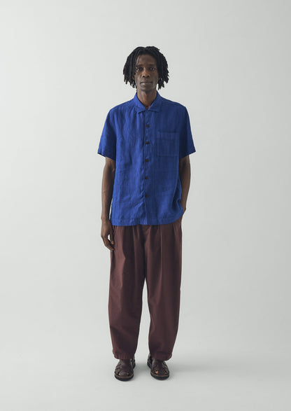 Linen Short Sleeve Shirt | Carmine Blue