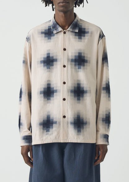 Mosaic Cotton Ikat Shirt | Slate/Putty